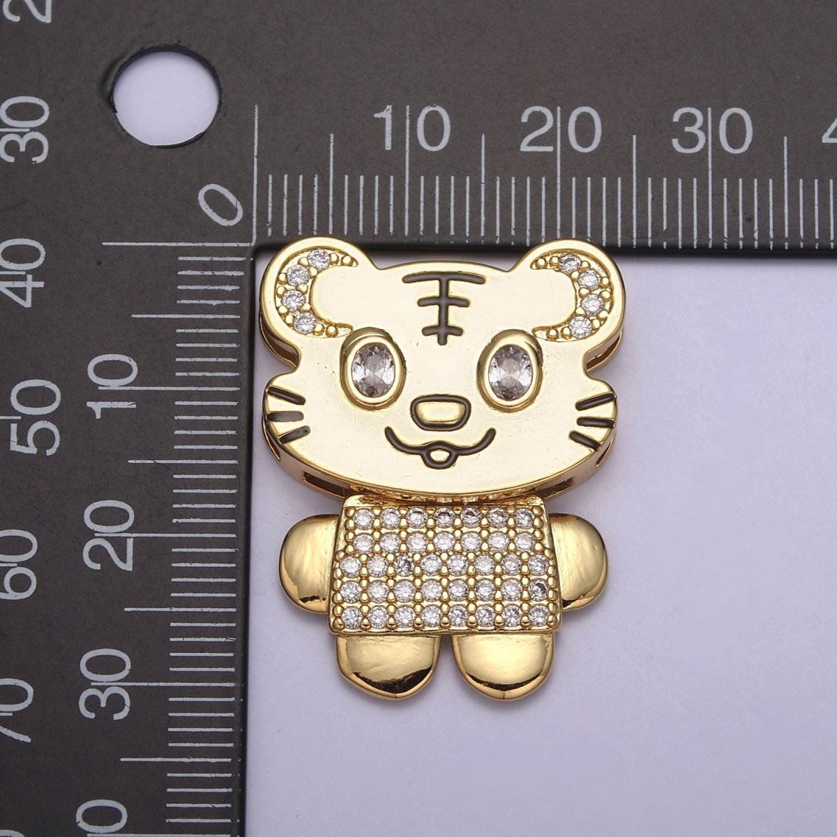 Gold Filled CZ Cartoon Animal Tiger Charm for Kids Jewelry Making H-860