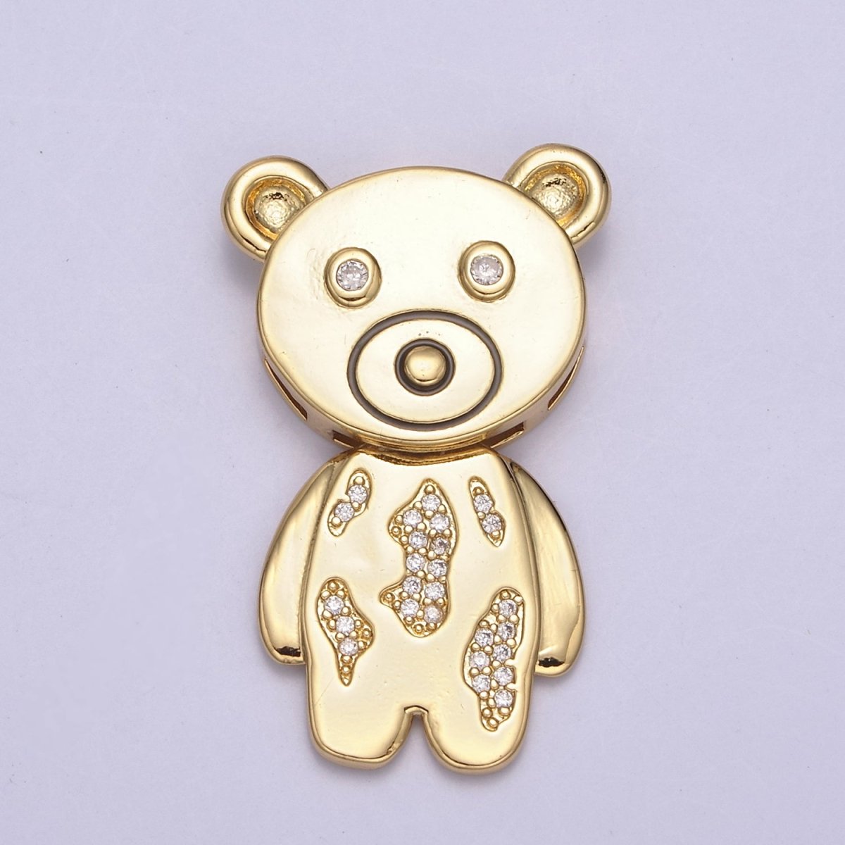 Gold Filled CZ Cartoon Teddy Bear Charm for Kids Jewelry Making H-890