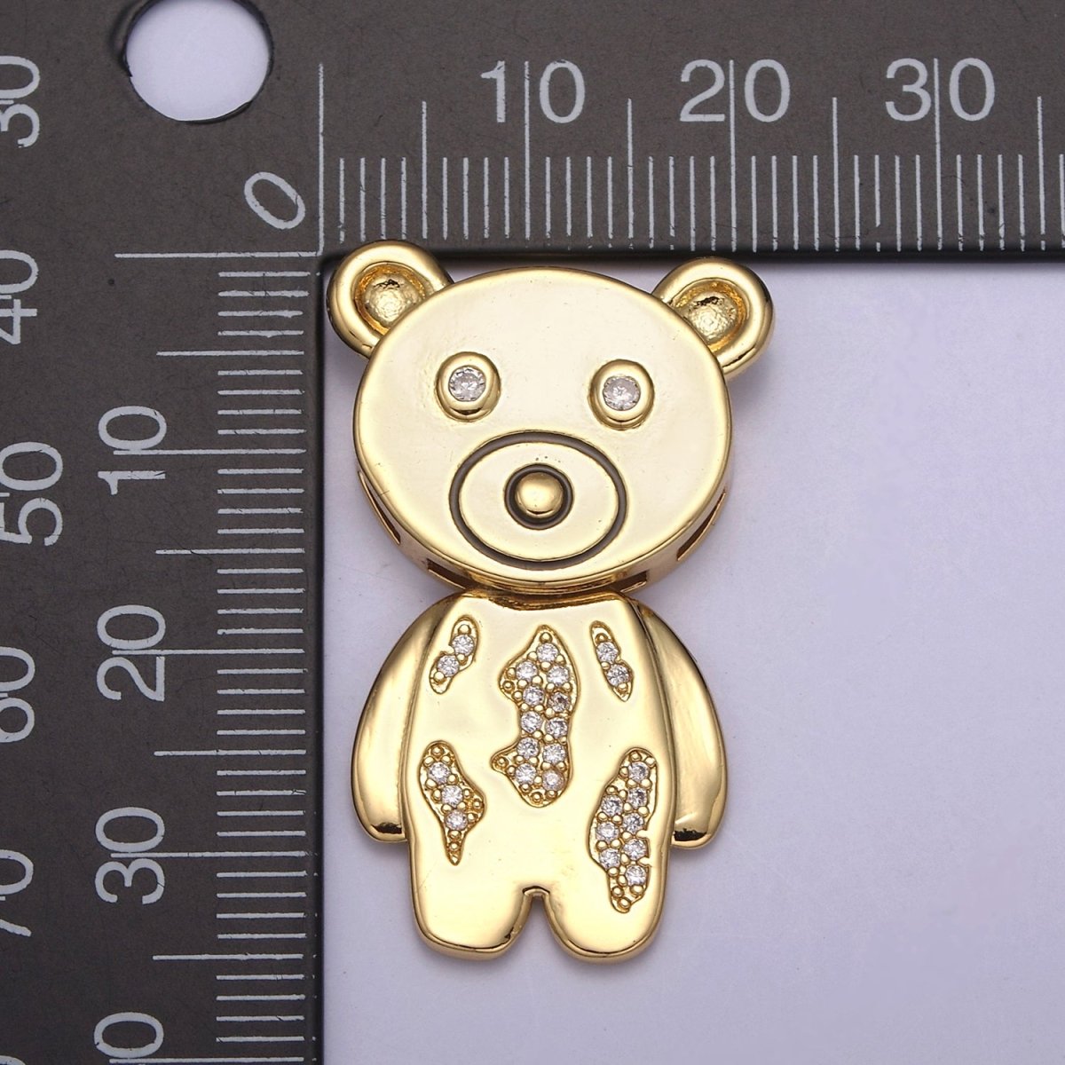 Gold Filled CZ Cartoon Teddy Bear Charm for Kids Jewelry Making H-890
