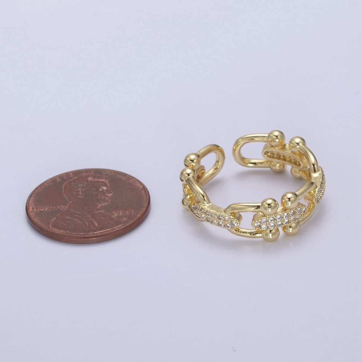 Gold Filled CZ Statement Jewelry Open Adjustable Ring U-321 U-322
