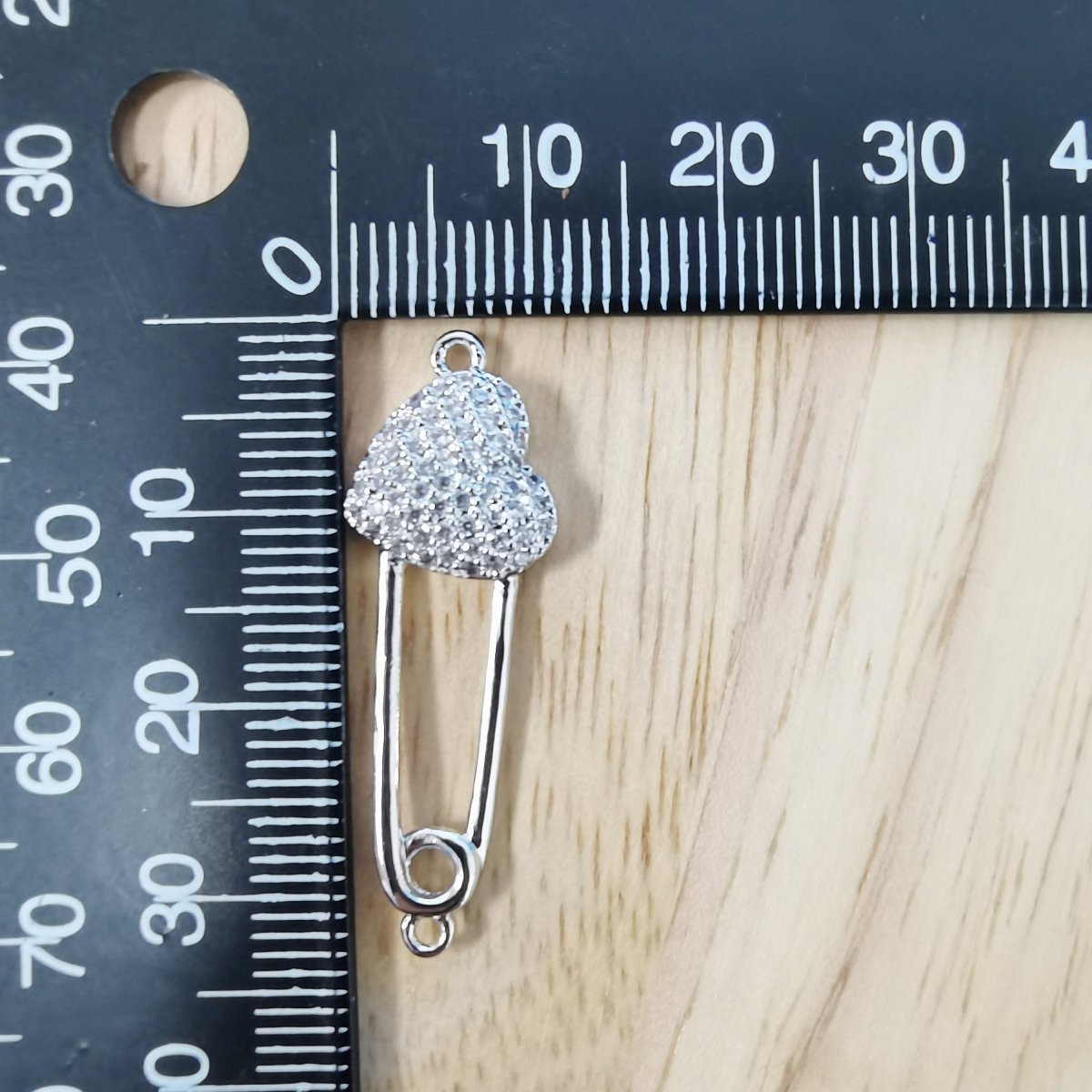 Gold Filled Dainty Heart Safety Pin Connector Micro Pave CZ DIY Silver Love Pin Charm Necklace Earrings Bracelet Findings F-433