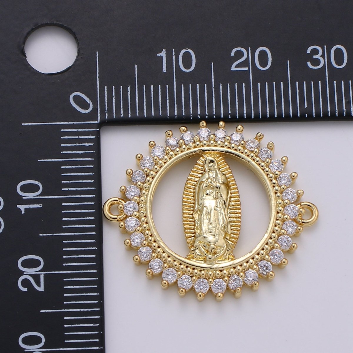 Gold Filled Dainty Star Holy Virgin Mary Micro Pave Clear CZ Cubic Zirconia Bracelet Charm for Necklace Earrings Supply F-578