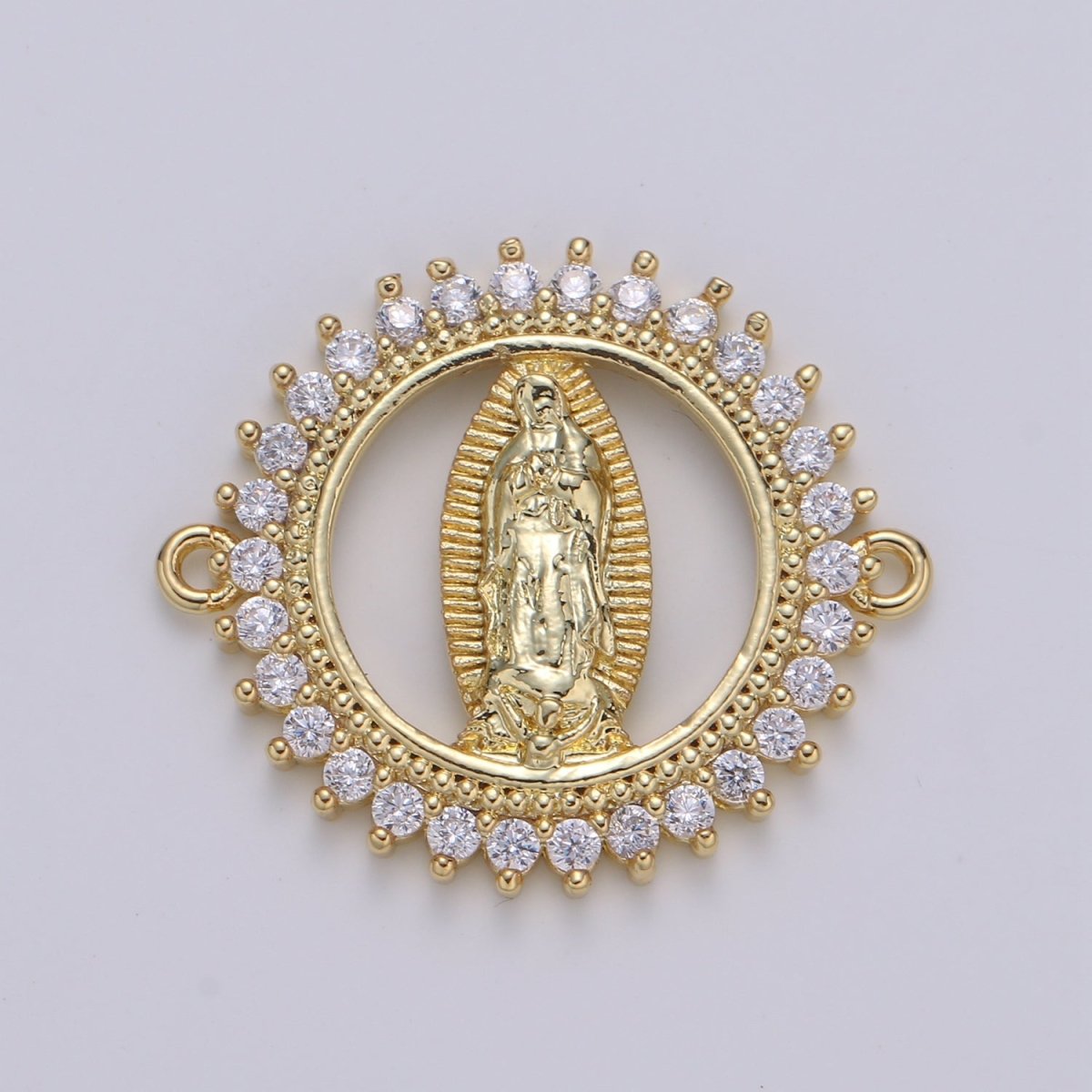 Gold Filled Dainty Star Holy Virgin Mary Micro Pave Clear CZ Cubic Zirconia Bracelet Charm for Necklace Earrings Supply F-578