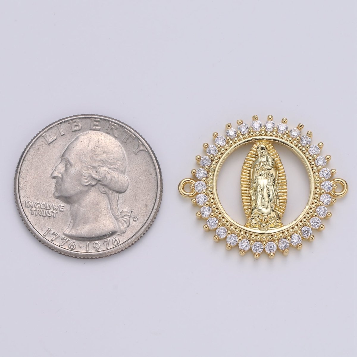 Gold Filled Dainty Star Holy Virgin Mary Micro Pave Clear CZ Cubic Zirconia Bracelet Charm for Necklace Earrings Supply F-578