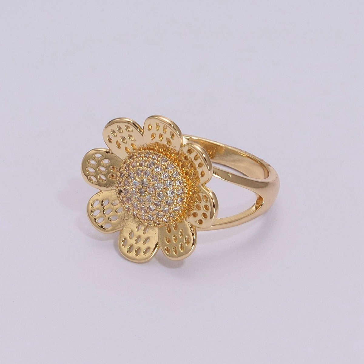 Gold Filled Daisy Flower Ring - Statement Flower Ring - Stackable Ring - 3D Flower Ring Size 7,8,9 U-102~U-104