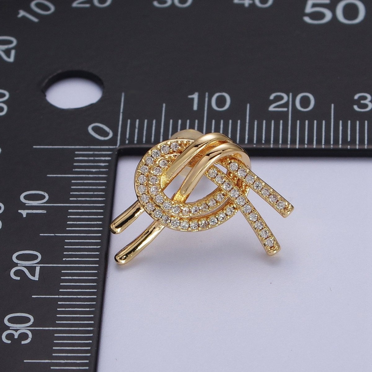 Gold Filled Double Band Micro Paved Geometric Heart Stud Earrings | AD-148