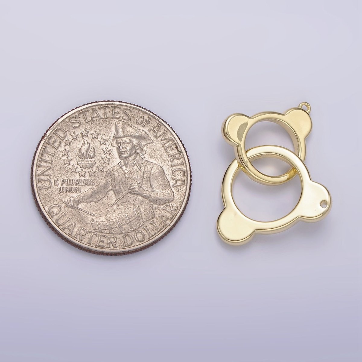 14K Gold Filled Double Open Bear Ears Connector | G935