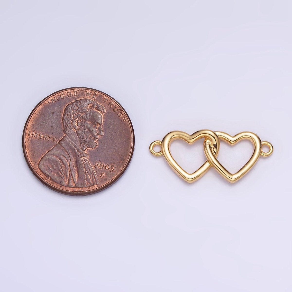 Gold Filled Double Open Heart Minimalist Connector G-646