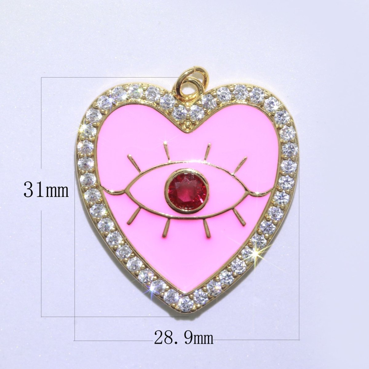 Gold Filled Enamel Colorful Evil Eye Heart Shape Pendant Charm E-907 E-908 E-909