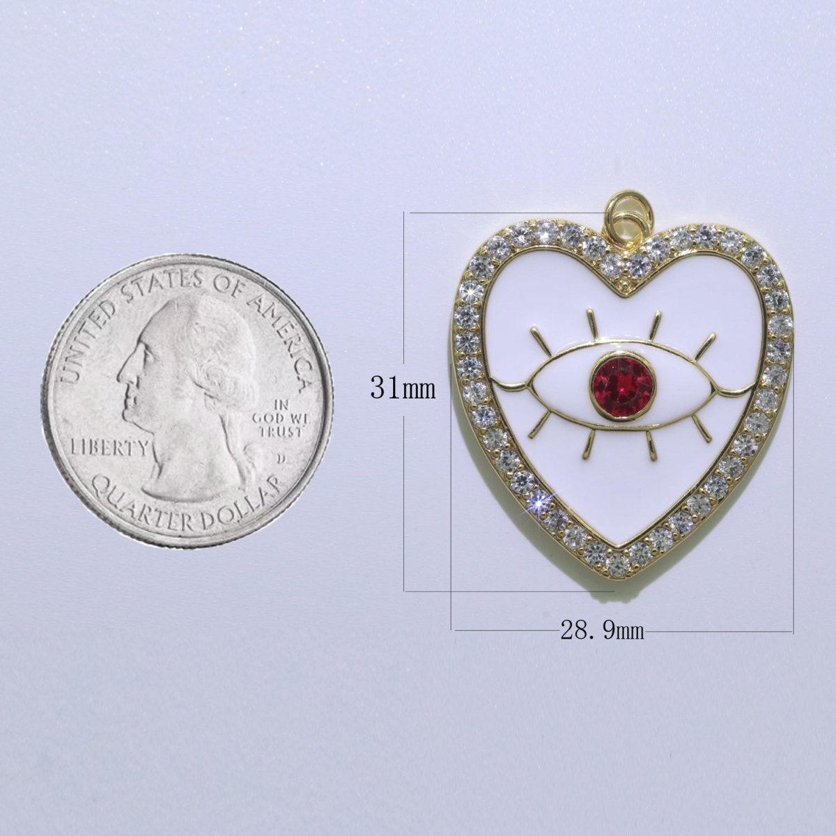 Gold Filled Enamel Colorful Evil Eye Heart Shape Pendant Charm E-907 E-908 E-909