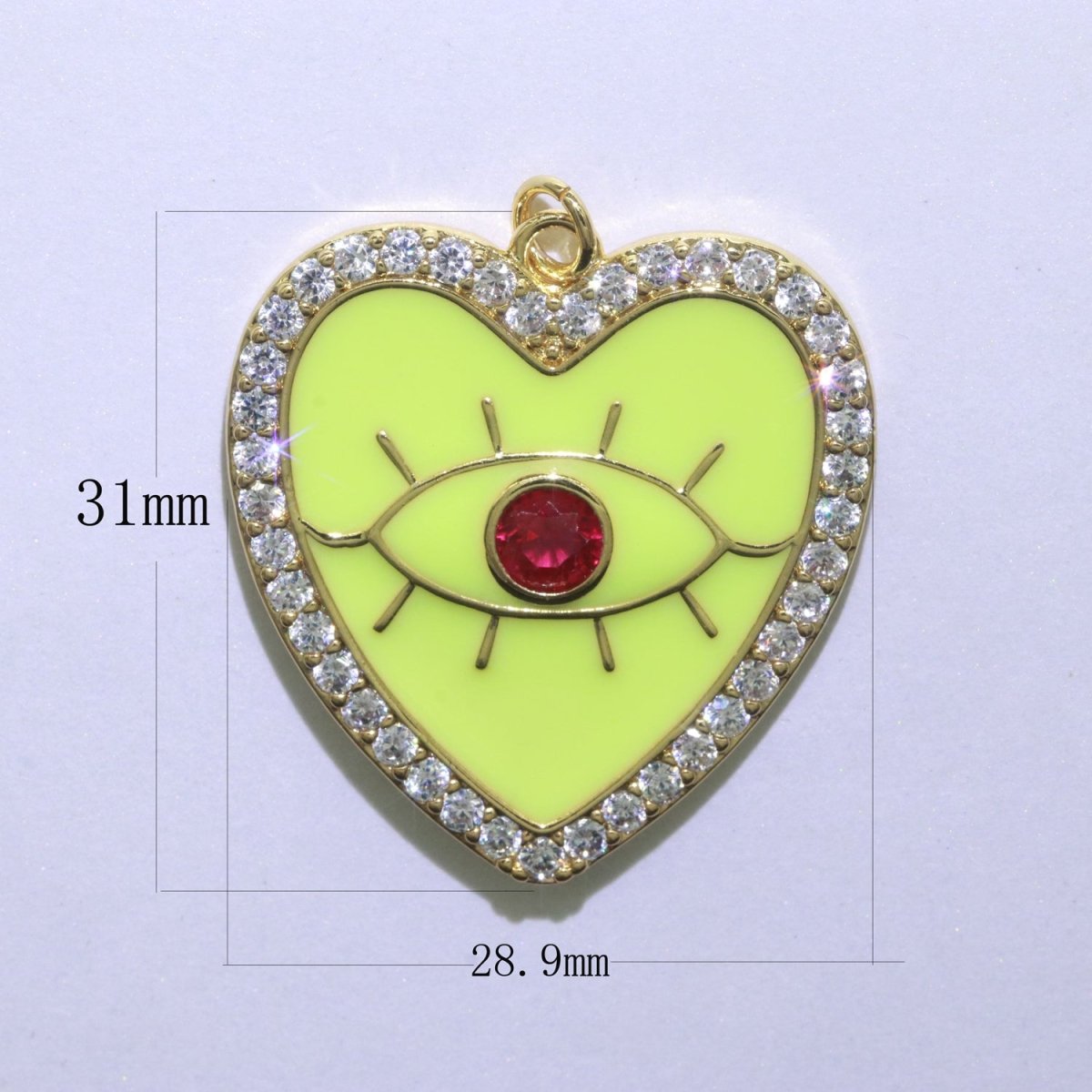 Gold Filled Enamel Colorful Evil Eye Heart Shape Pendant Charm E-907 E-908 E-909
