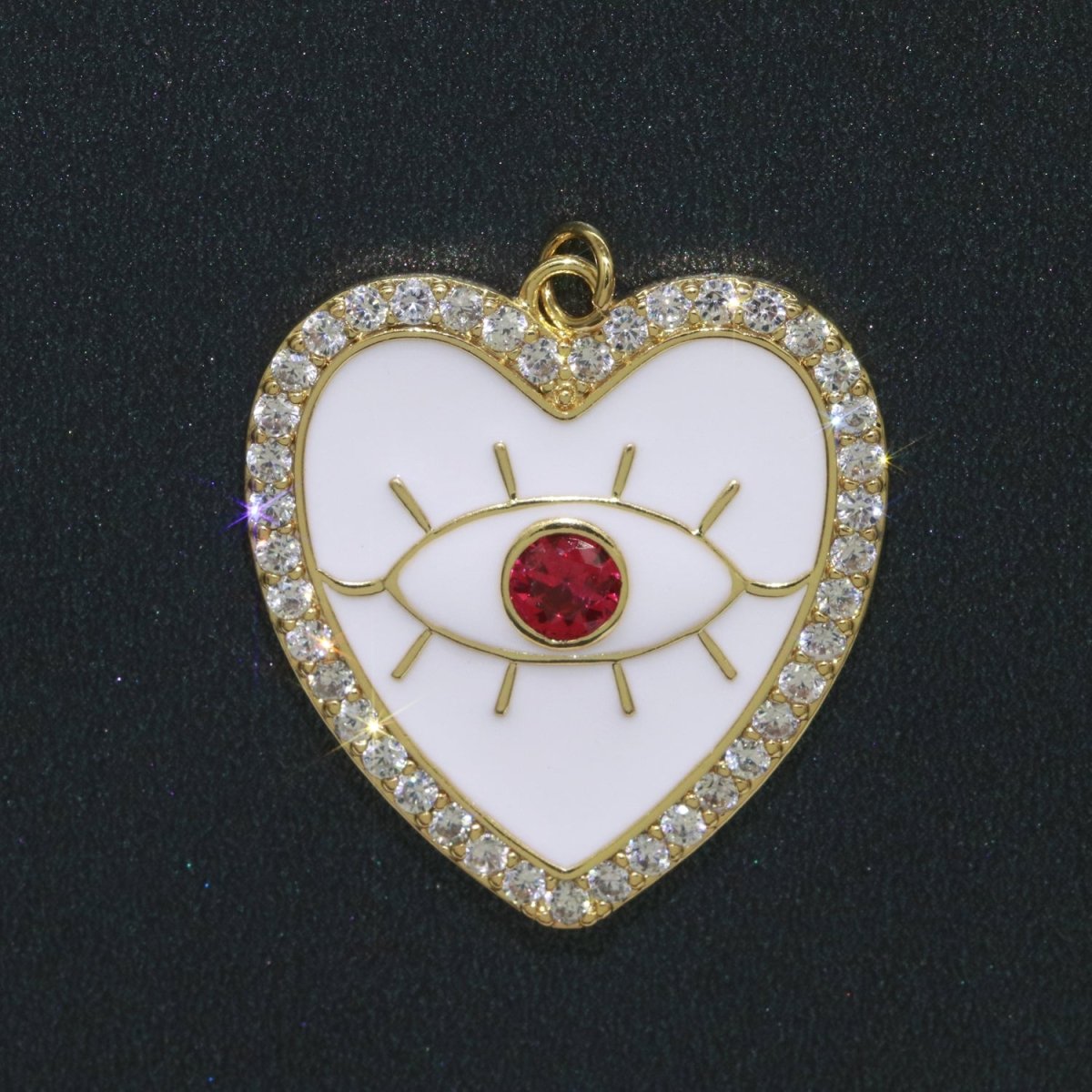 Gold Filled Enamel Colorful Evil Eye Heart Shape Pendant Charm E-907 E-908 E-909