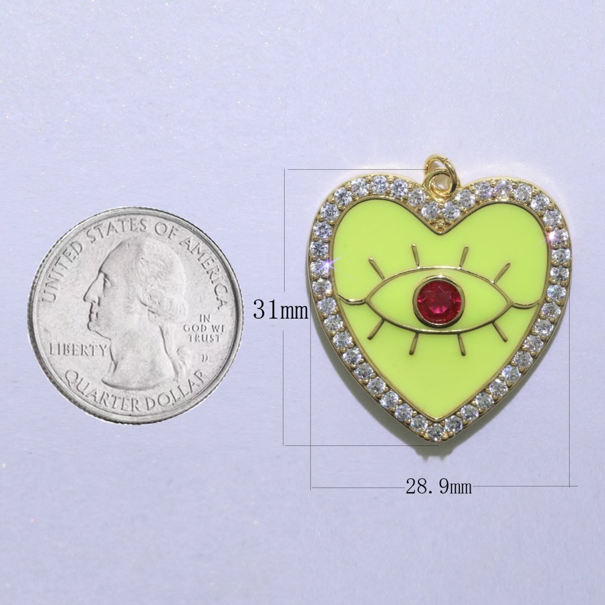 Gold Filled Enamel Colorful Evil Eye Heart Shape Pendant Charm E-907 E-908 E-909