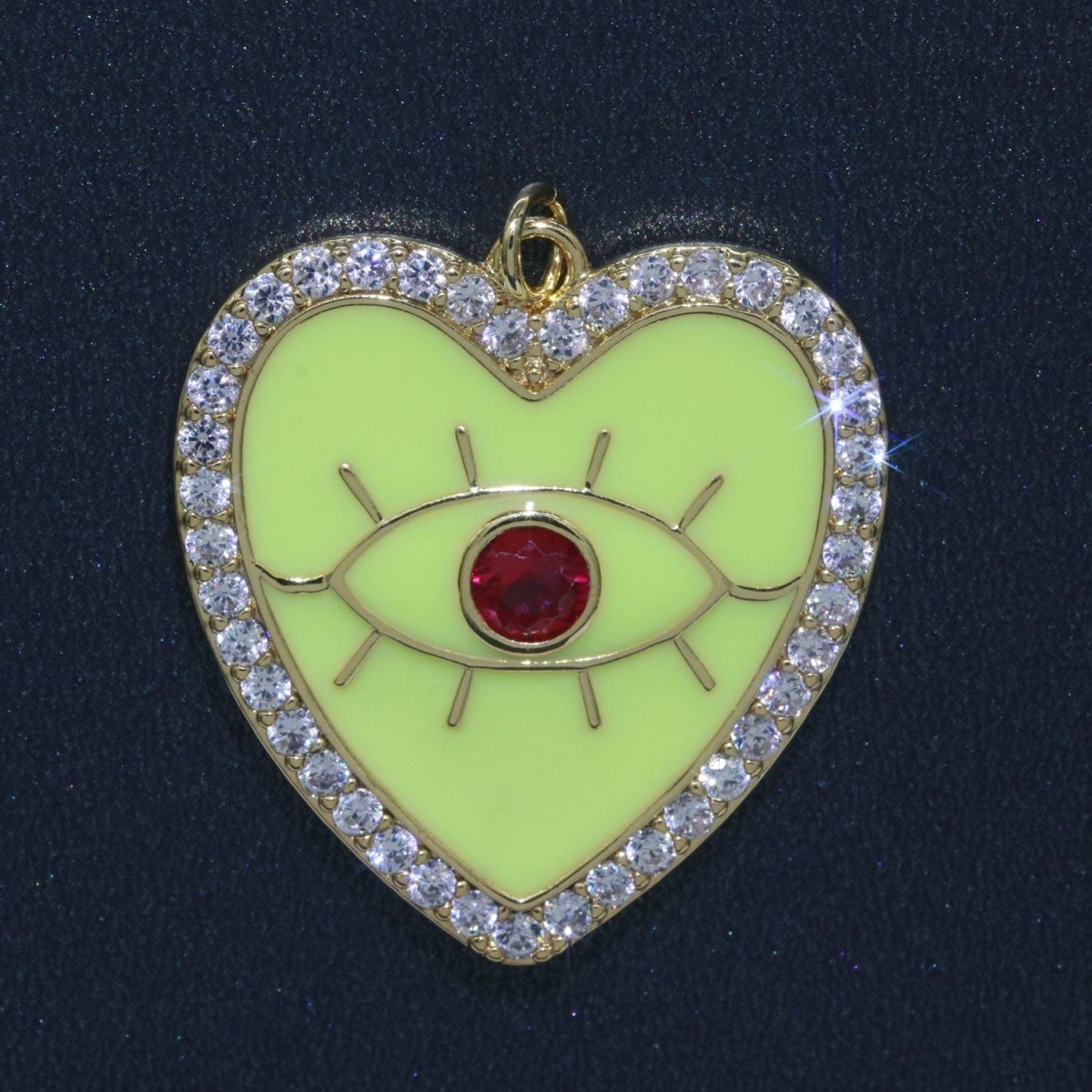 Gold Filled Enamel Colorful Evil Eye Heart Shape Pendant Charm E-907 E-908 E-909