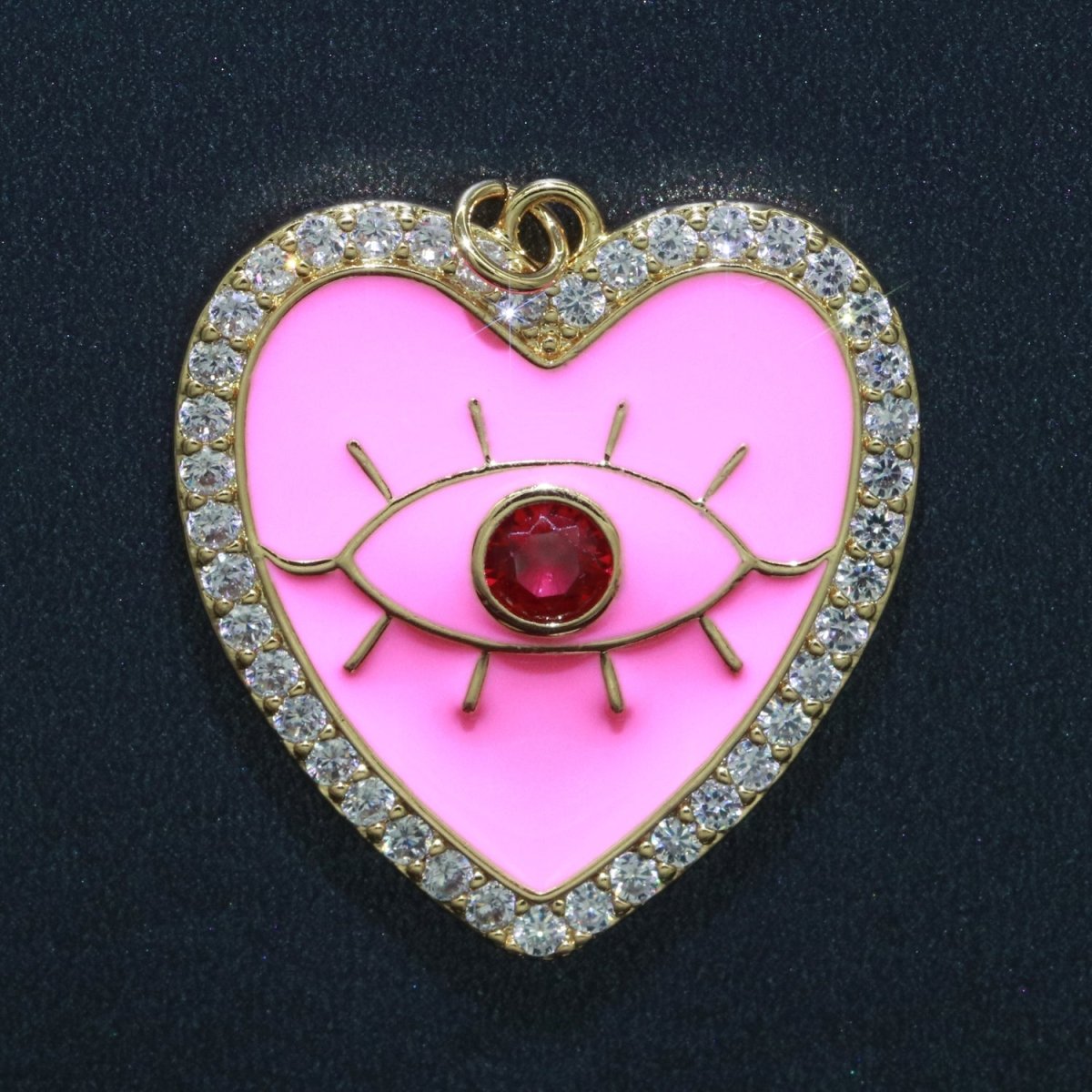 Gold Filled Enamel Colorful Evil Eye Heart Shape Pendant Charm E-907 E-908 E-909
