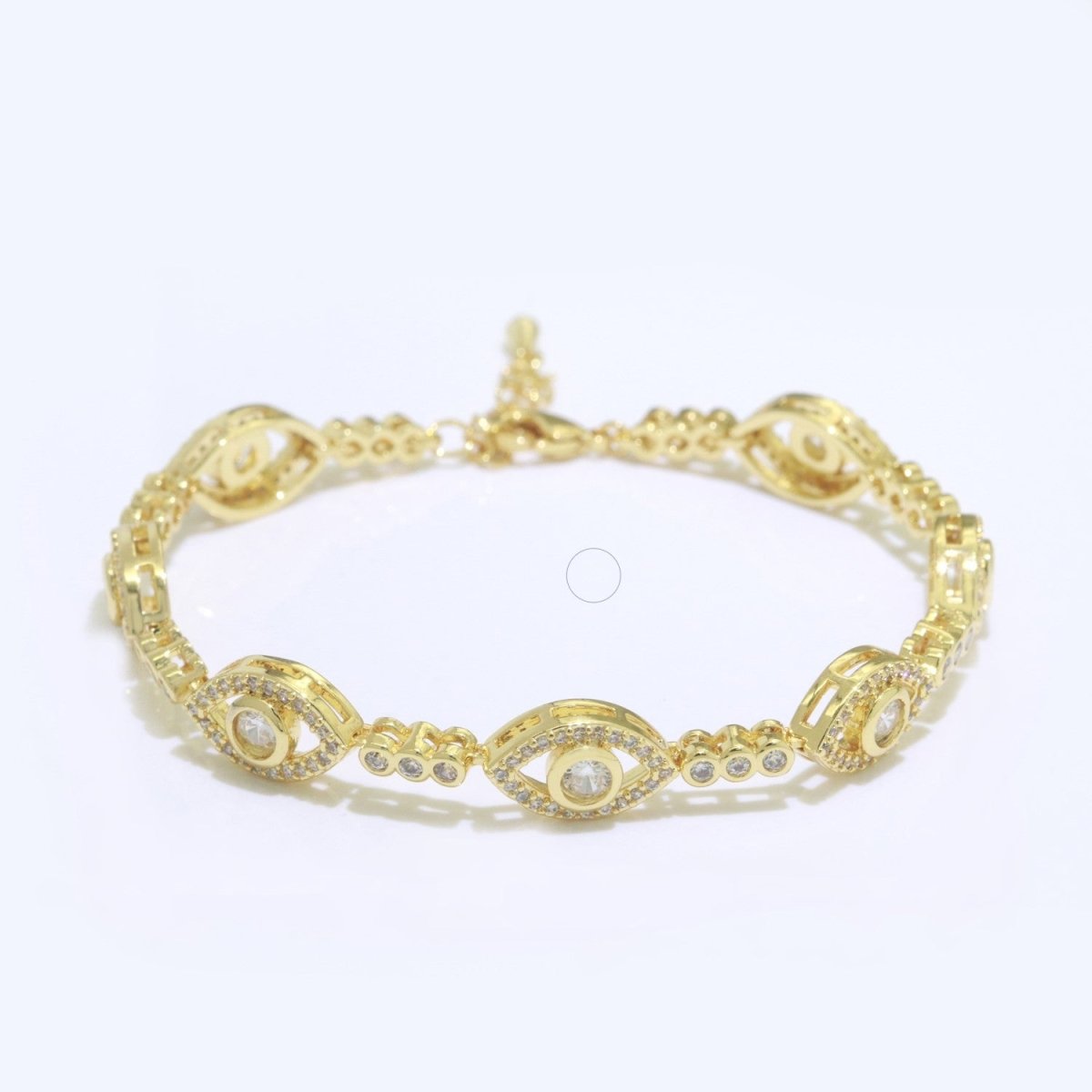 Gold Filled Evil Eye Bracelet, Clear Eye Protection Bracelet Cubic Zirconia Stacking Bracelet, Amulet Jewelry Gift Ideas, Boho Jewelry | WA-152 Clearance Pricing
