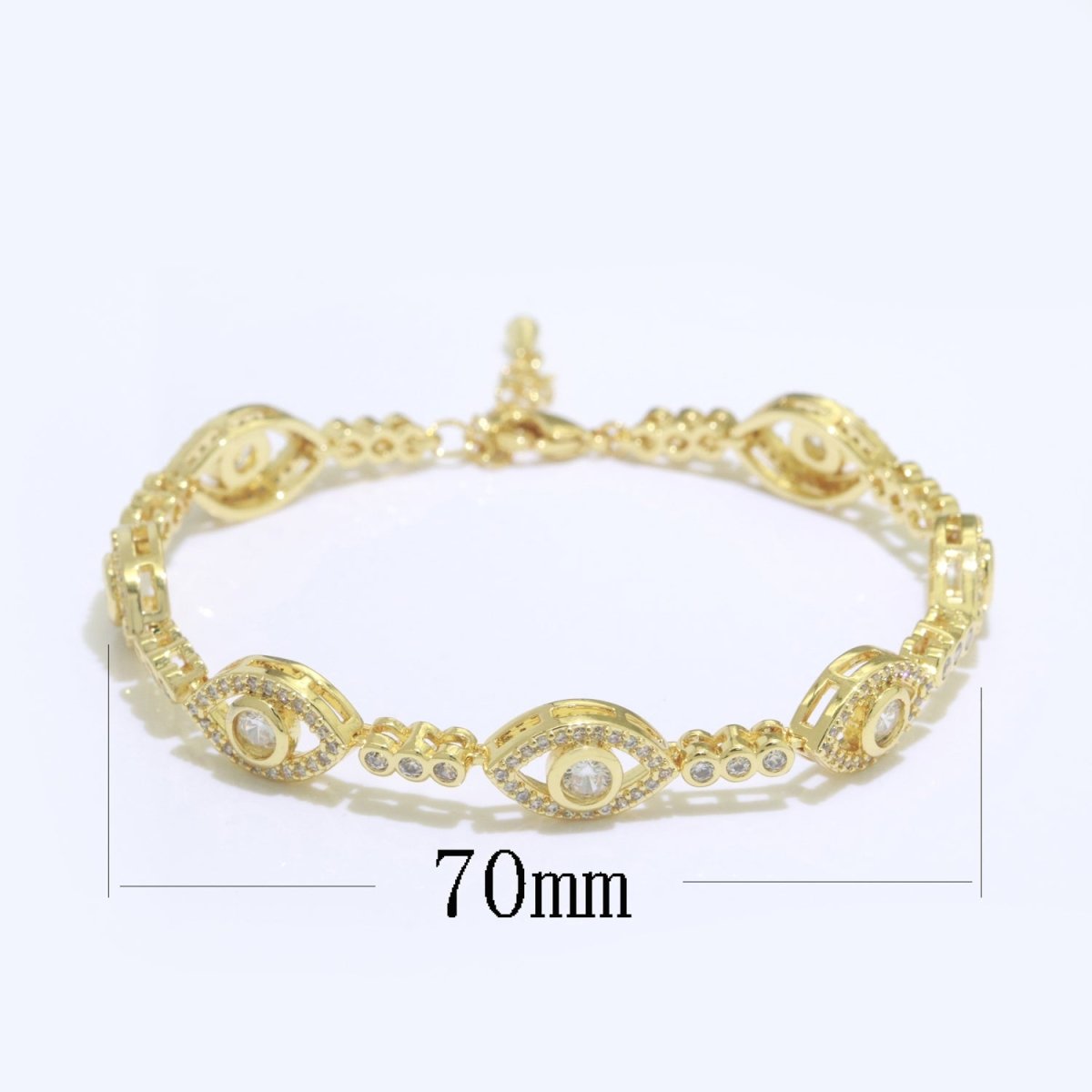 Gold Filled Evil Eye Bracelet, Clear Eye Protection Bracelet Cubic Zirconia Stacking Bracelet, Amulet Jewelry Gift Ideas, Boho Jewelry | WA-152 Clearance Pricing
