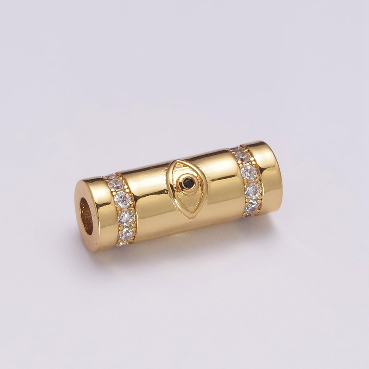 Gold Filled Evil Eye / Religious Cross Long Tube Spacer Barrel Beads in Gold & Silver |   B-709 B-710