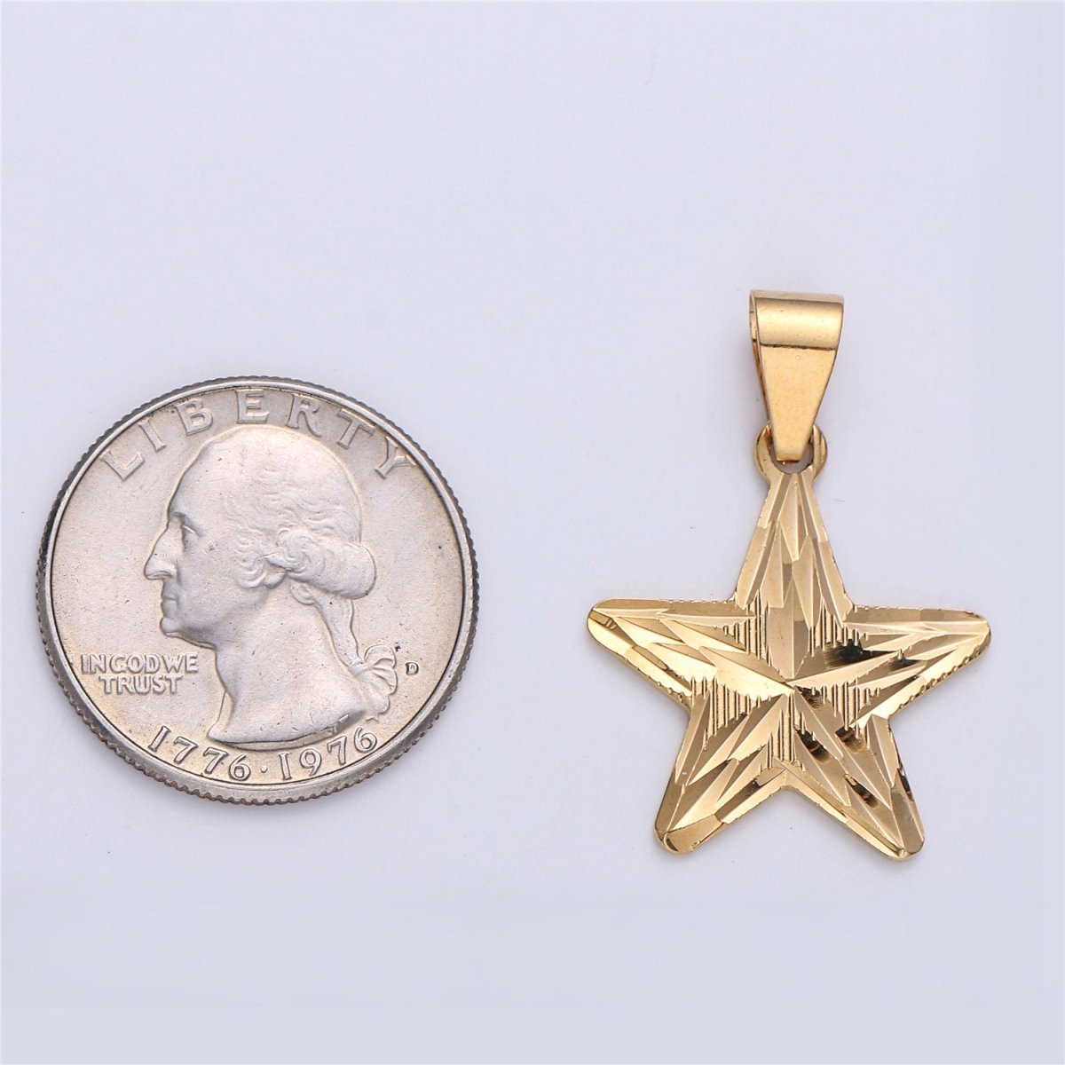 Gold Filled Five Point Star Pendant, Star Shaped Charm, Gold Star Pendant I-160