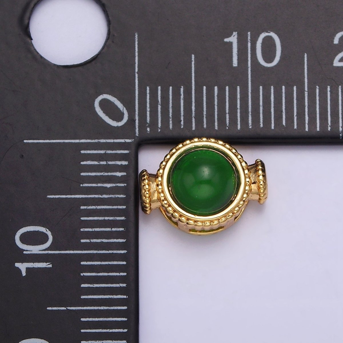 Gold Filled Green Cats Eye Round Beaded Connector G-642