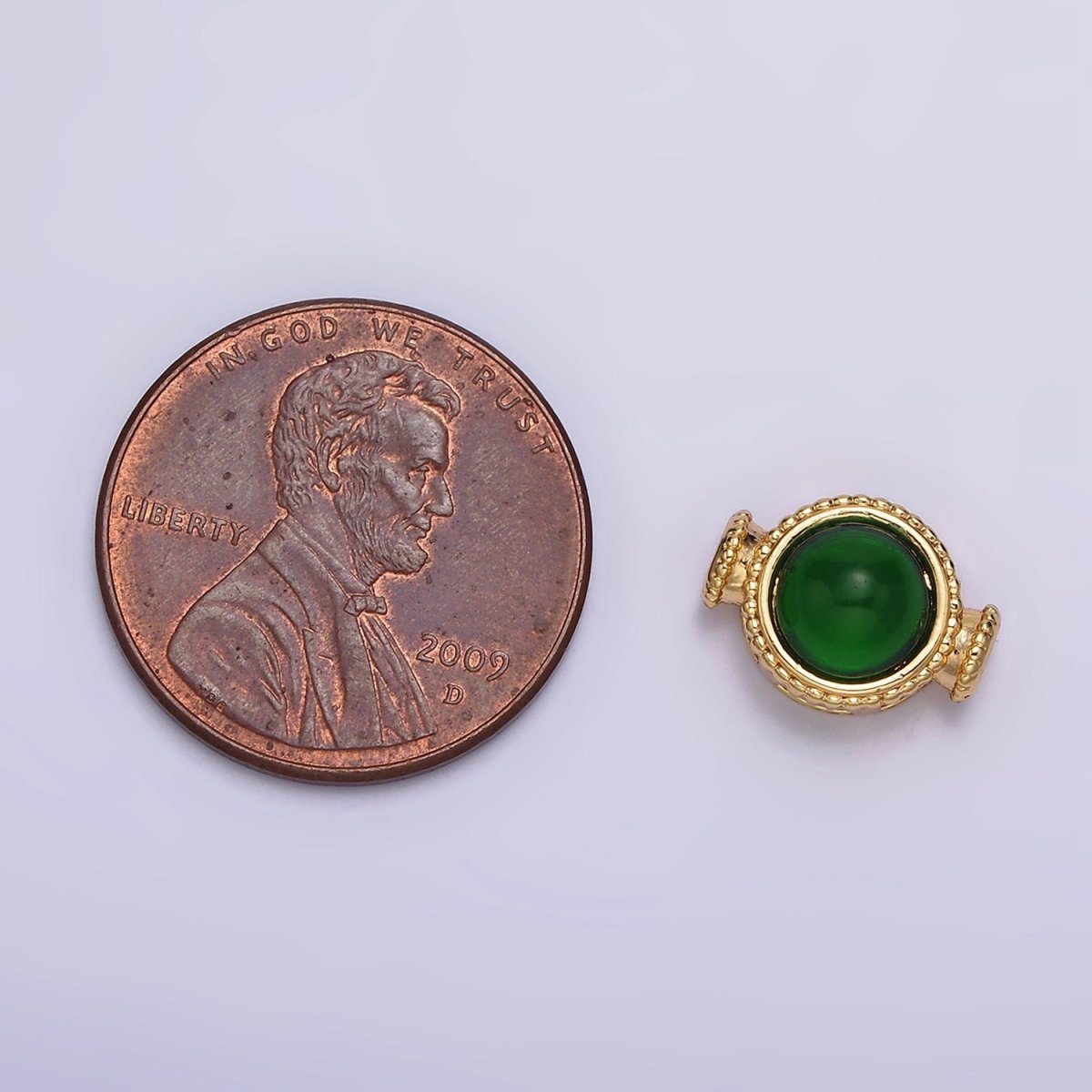 Gold Filled Green Cats Eye Round Beaded Connector G-642