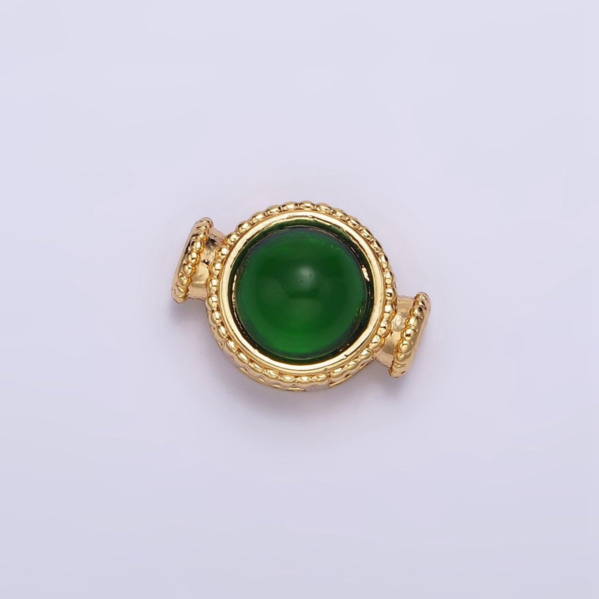 Gold Filled Green Cats Eye Round Beaded Connector G-642