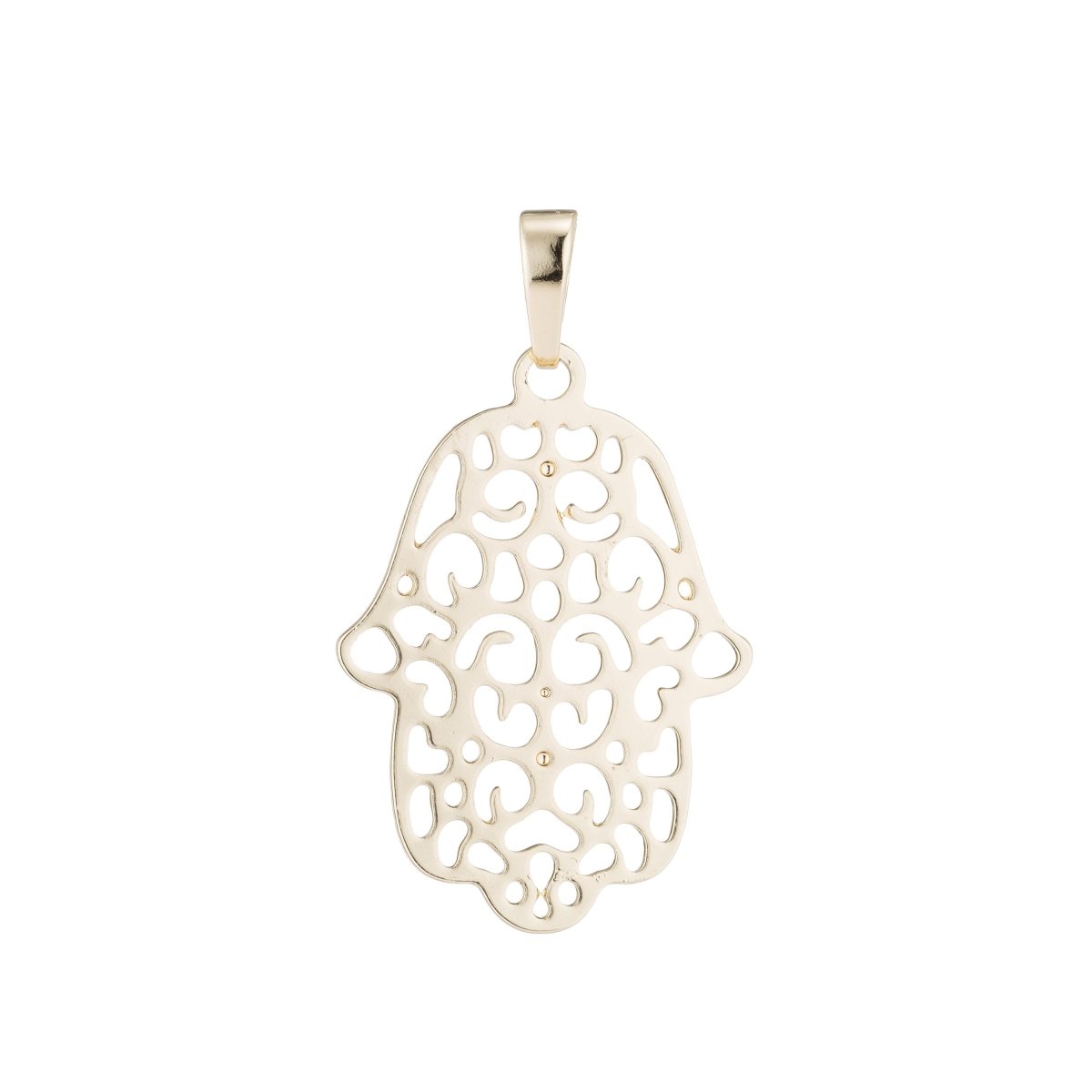 Gold Filled Hamsa Hand, Lucky Peace Health Protection Good Luck Spiritual DIY Necklace Pendant Charm Bead Bails Findings for Jewelry Making H-065