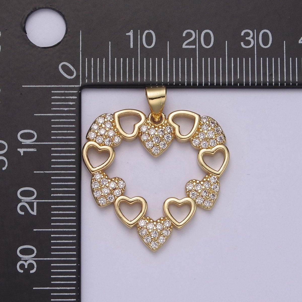 Gold Filled heart cubic charm, gold heart pendant Love Minimalist Jewelry J-442