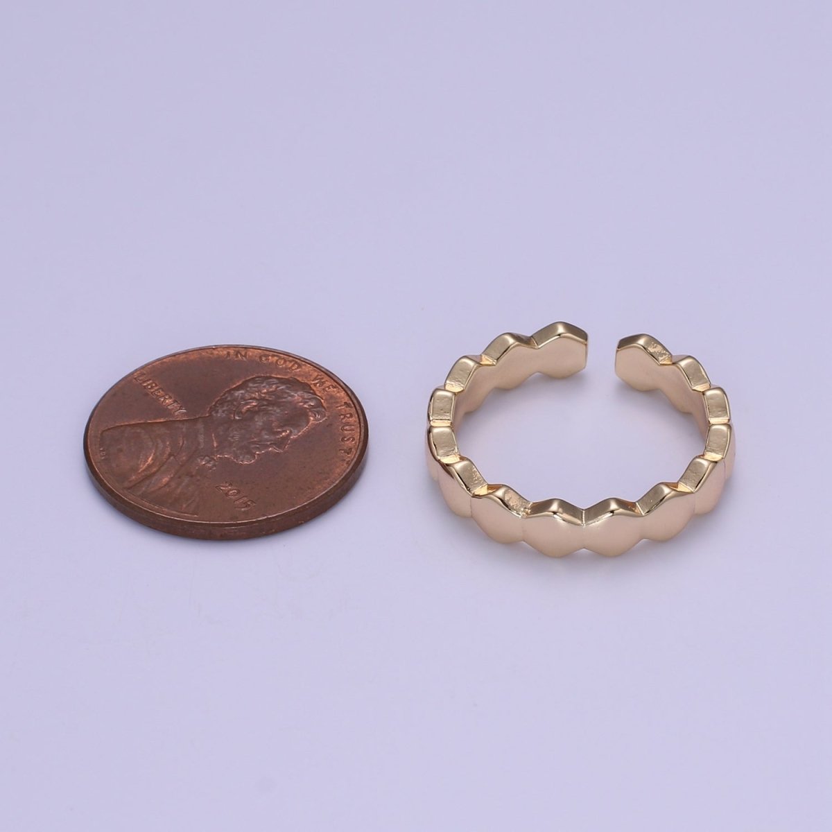 Gold Filled Hexagon Band Adjustable Ring O-322