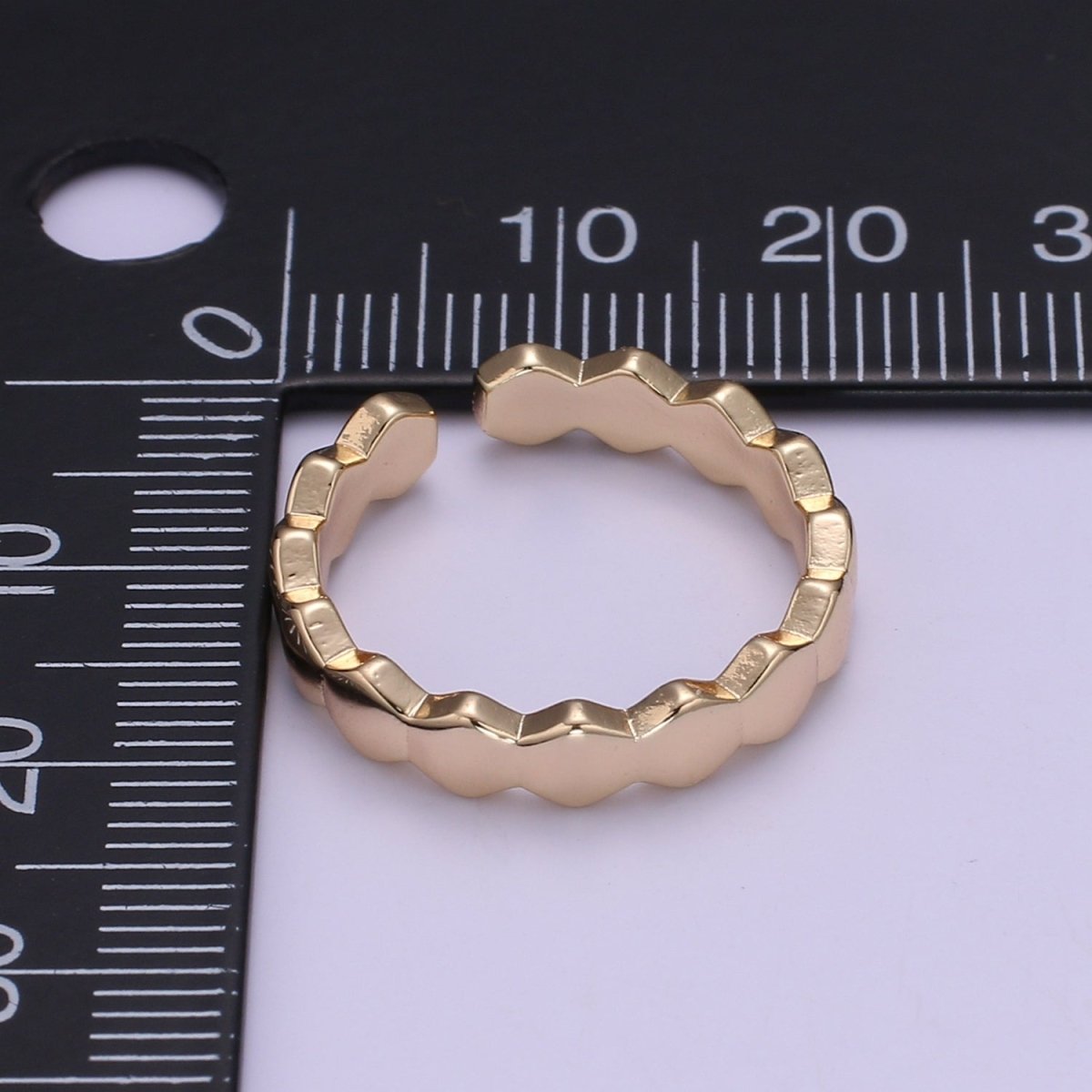 Gold Filled Hexagon Band Adjustable Ring O-322
