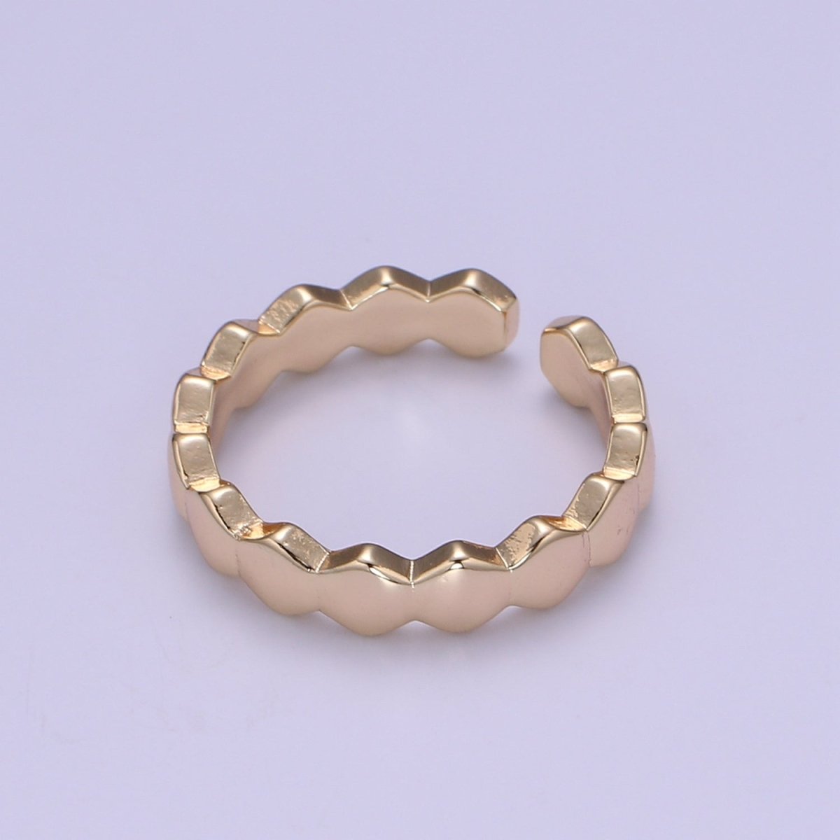 Gold Filled Hexagon Band Adjustable Ring O-322