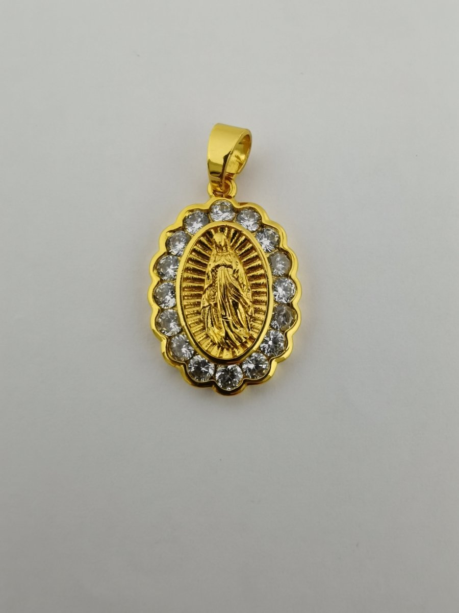 Gold Filled Holy Mary Oval Pendants  I-737