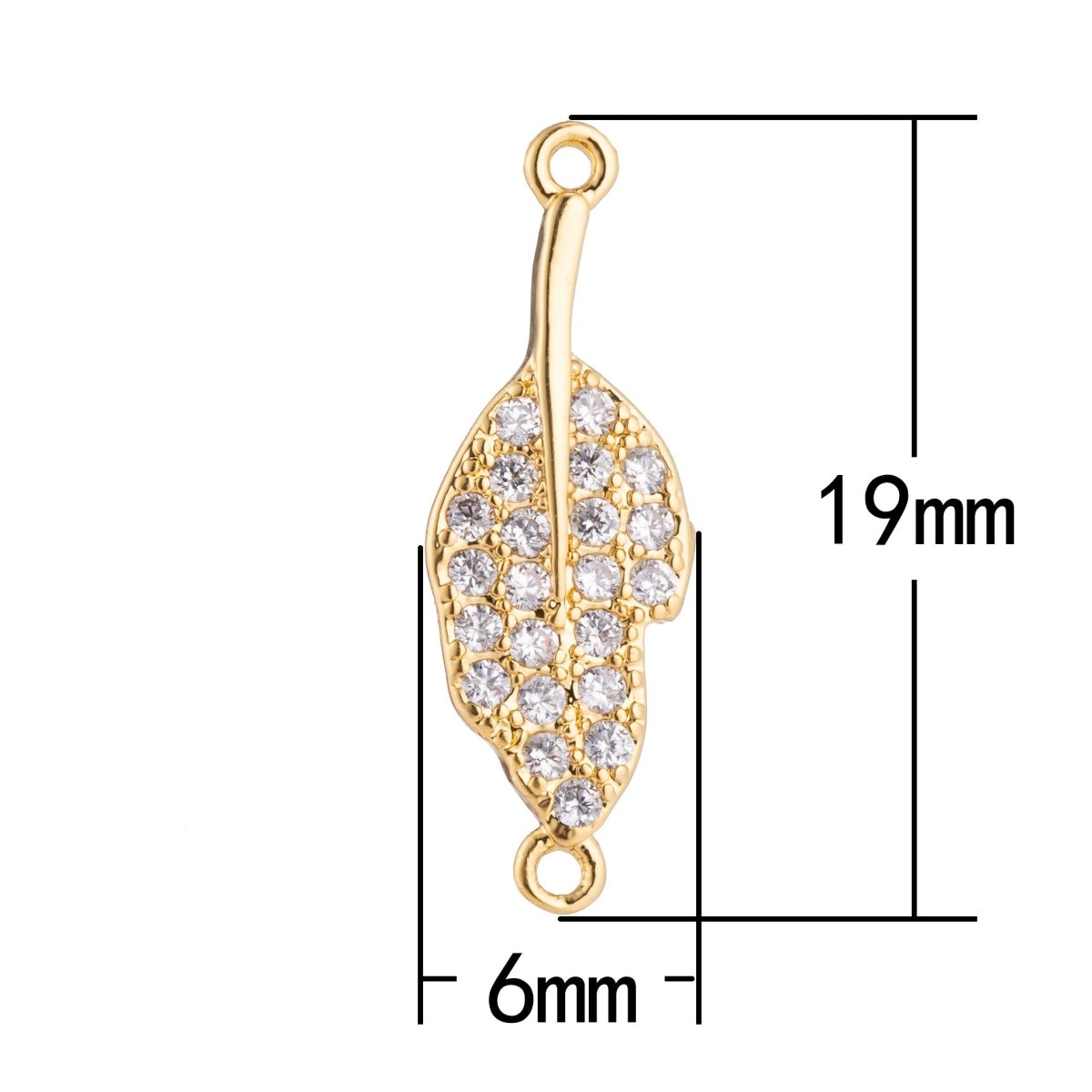 Gold Filled Leaf, Autumn Foliage, Nature Lover, Cubic Zirconia Bracelet Connector Charm, Necklace Pendant, Findings for Jewelry Making F-170