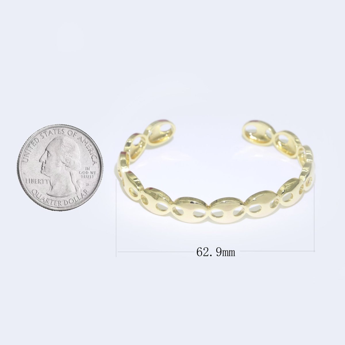 Gold Filled Link Bangle Bracelet, 14K Gold Filled Anchor Link Bracelet Adjustable Cuff Bracelet | WA-055 Clearance Pricing