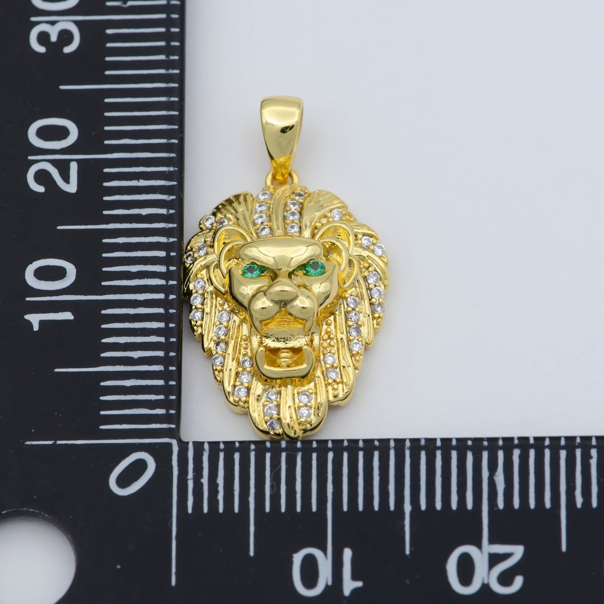 Gold Filled Lion Charm, Animal King Pendant, Roar Tiger Bracelet, Wild Animal Charm for Statement Jewelry Component J-867