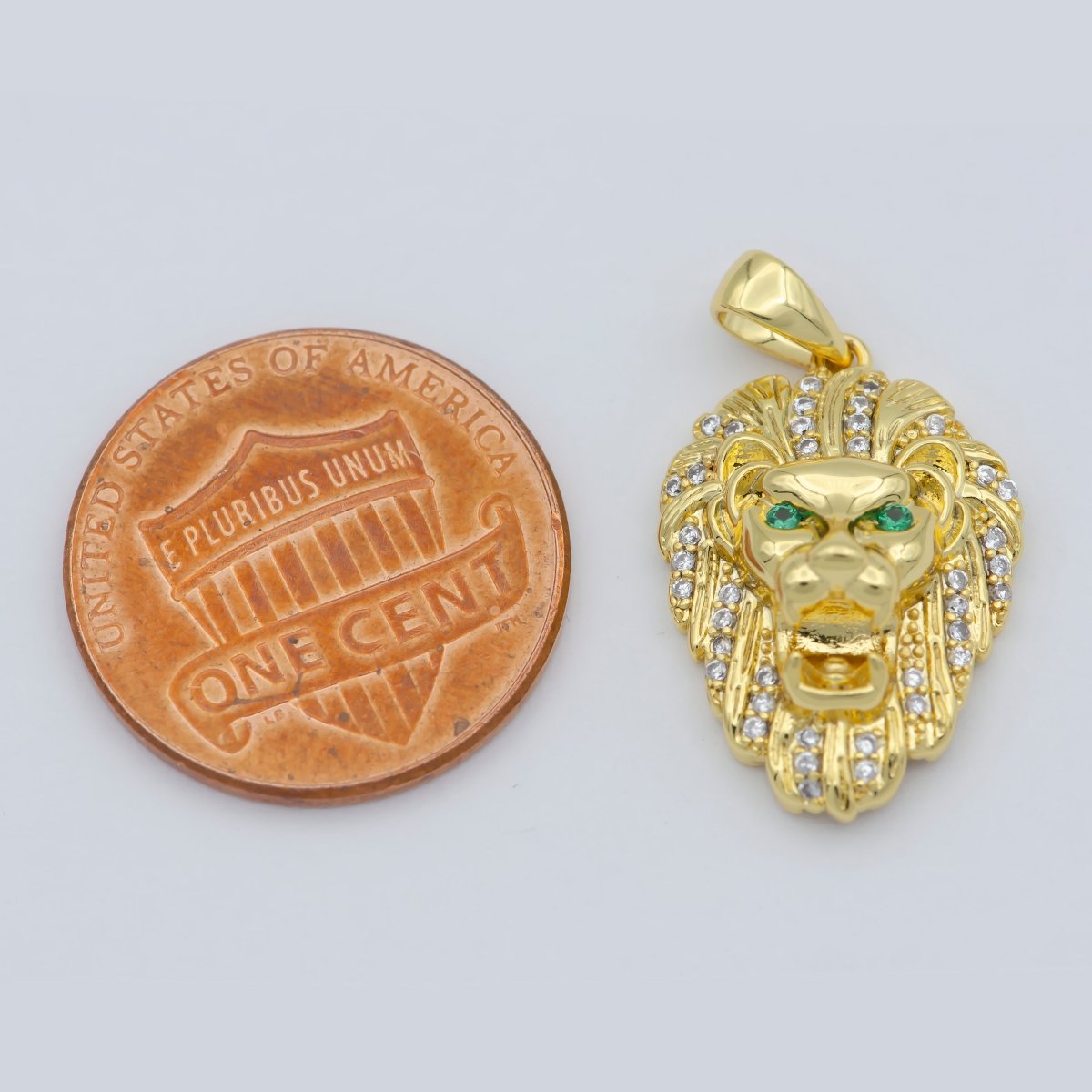 Gold Filled Lion Charm, Animal King Pendant, Roar Tiger Bracelet, Wild Animal Charm for Statement Jewelry Component J-867