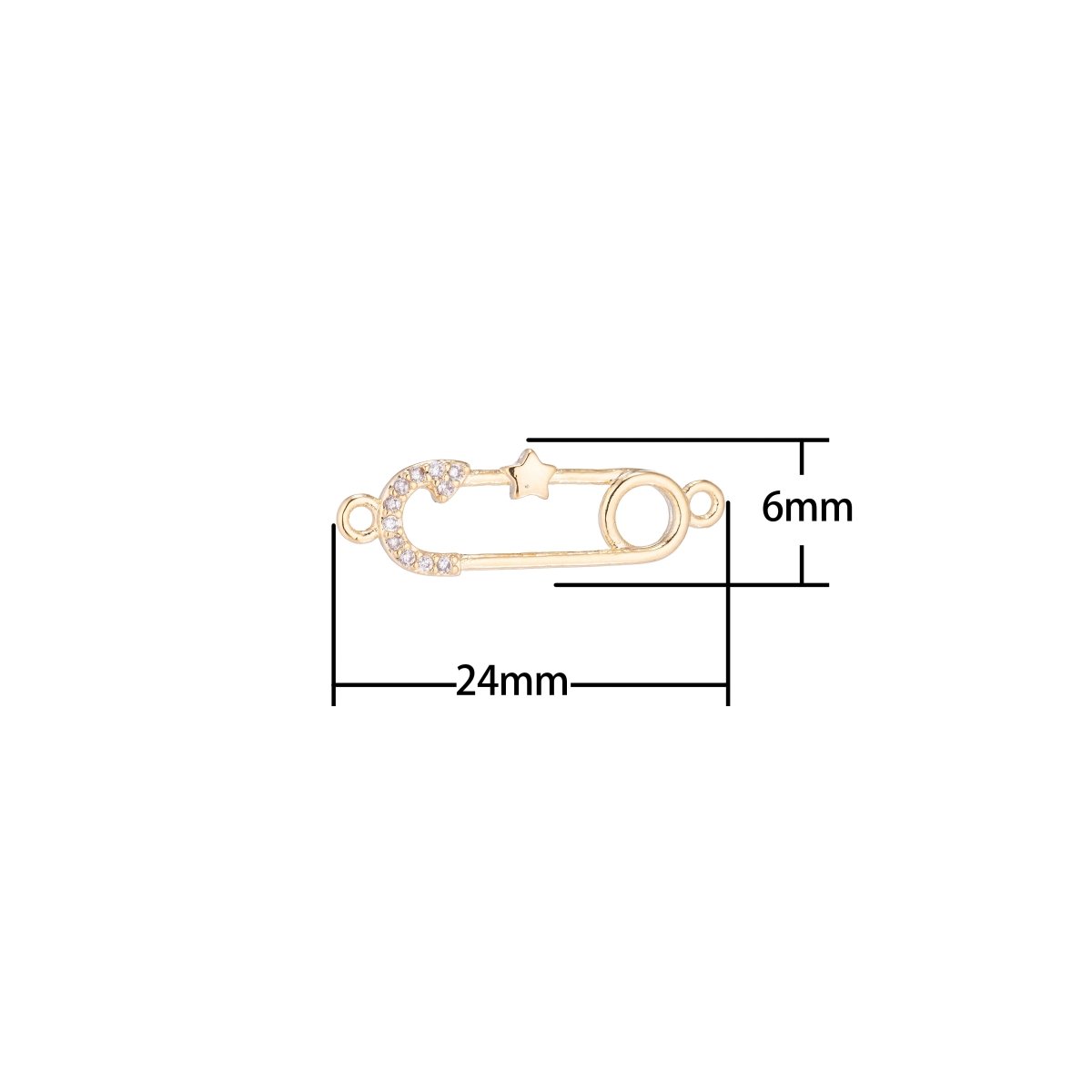 Gold Filled Little Star Metal Safety Pin link Connector for Earring Bracelet Necklace F-051