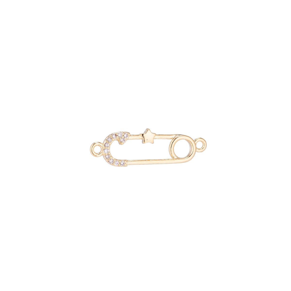 Gold Filled Little Star Metal Safety Pin link Connector for Earring Bracelet Necklace F-051