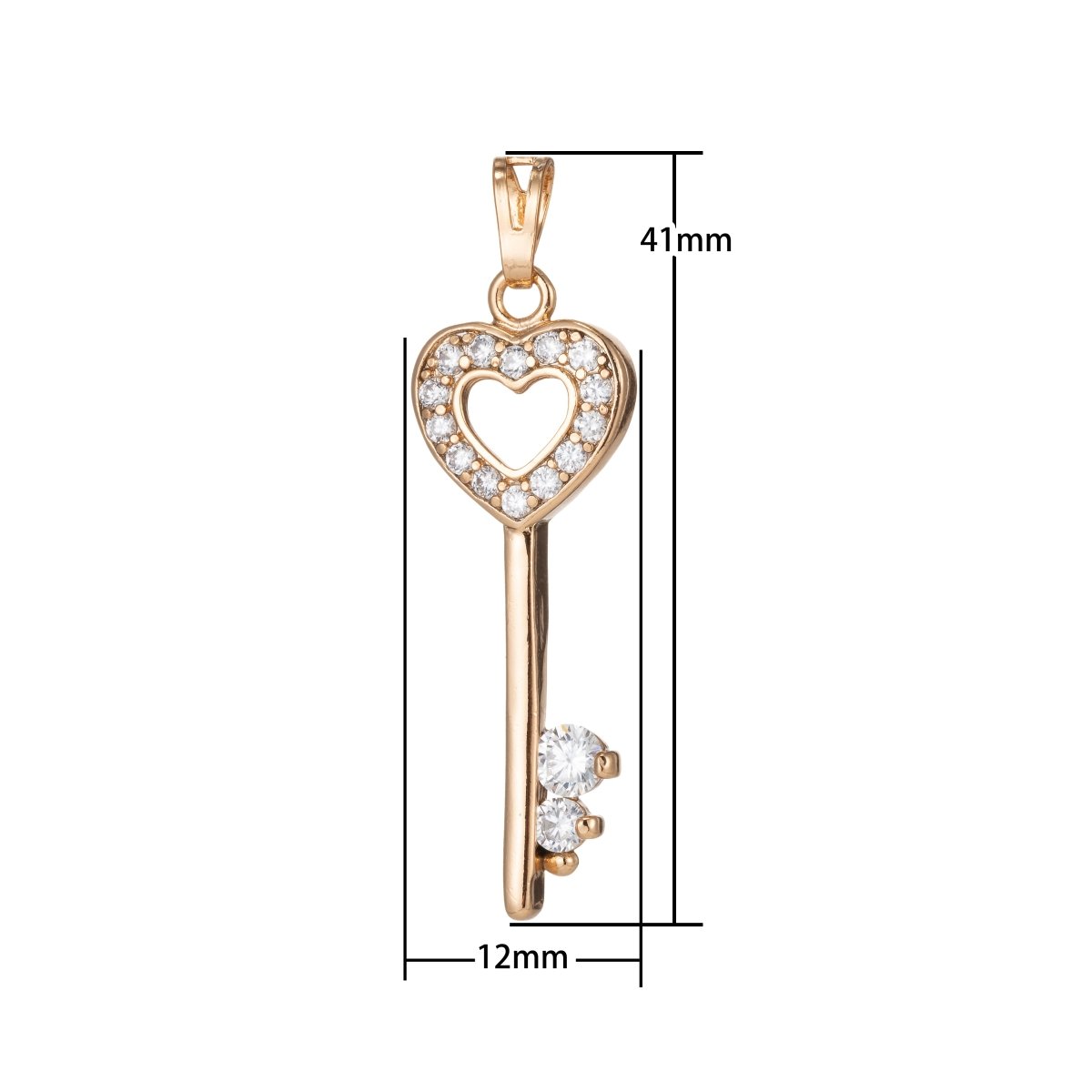 Gold Filled Love Heart Key Pendants I-534