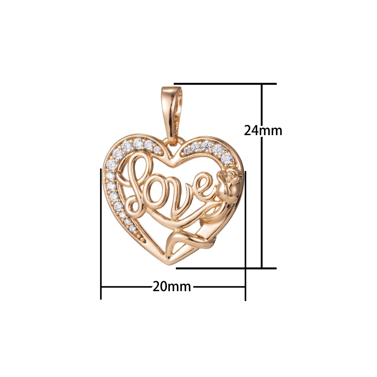 Gold Filled Love Heart Pendants  I-434