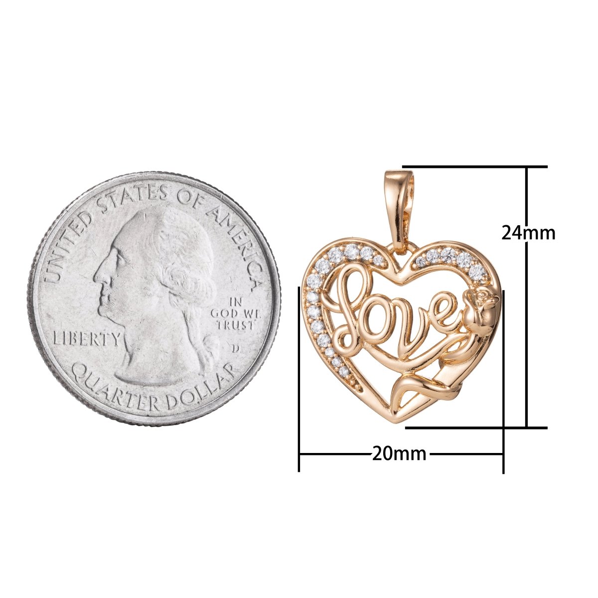 Gold Filled Love Heart Pendants  I-434