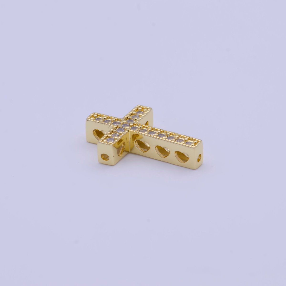 Gold Filled Micro Pave CZ Religious Cross Bead Findings in Silver & Gold B-164