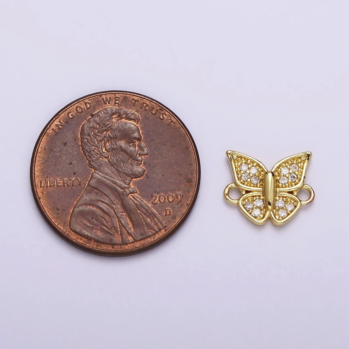 Gold Filled Micro Paved CZ Butterfly Mariposa Wings Connector G-668
