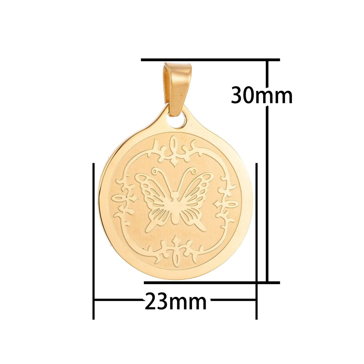 Gold Filled Monarch Butterfly with Artistic Border Medallion Necklace Coin Pendant Bracelet Beads Earring Charm Bails for Jewelry Making J-370