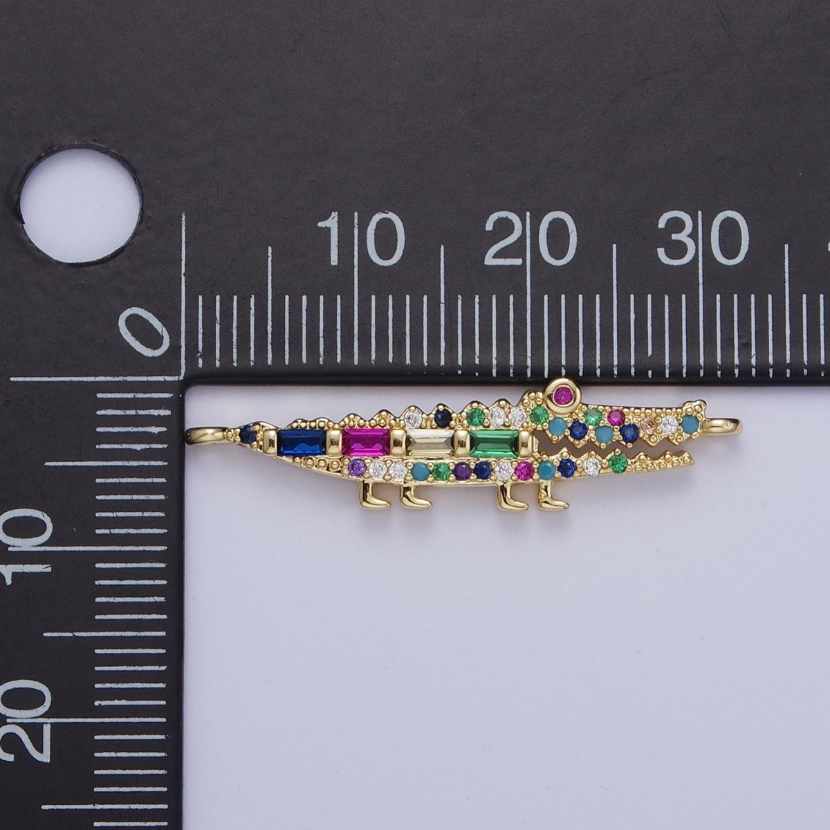 Gold Filled Multicolor Micro Paved CZ Alligator Crocodile Connector Link For Jewelry Making G-568