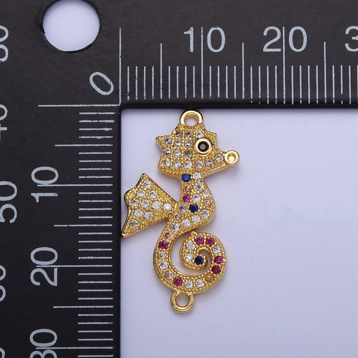 Gold Filled Multicolor Micro Paved CZ Seahorse Ocean Animal Connector For Jewelry Making G-567