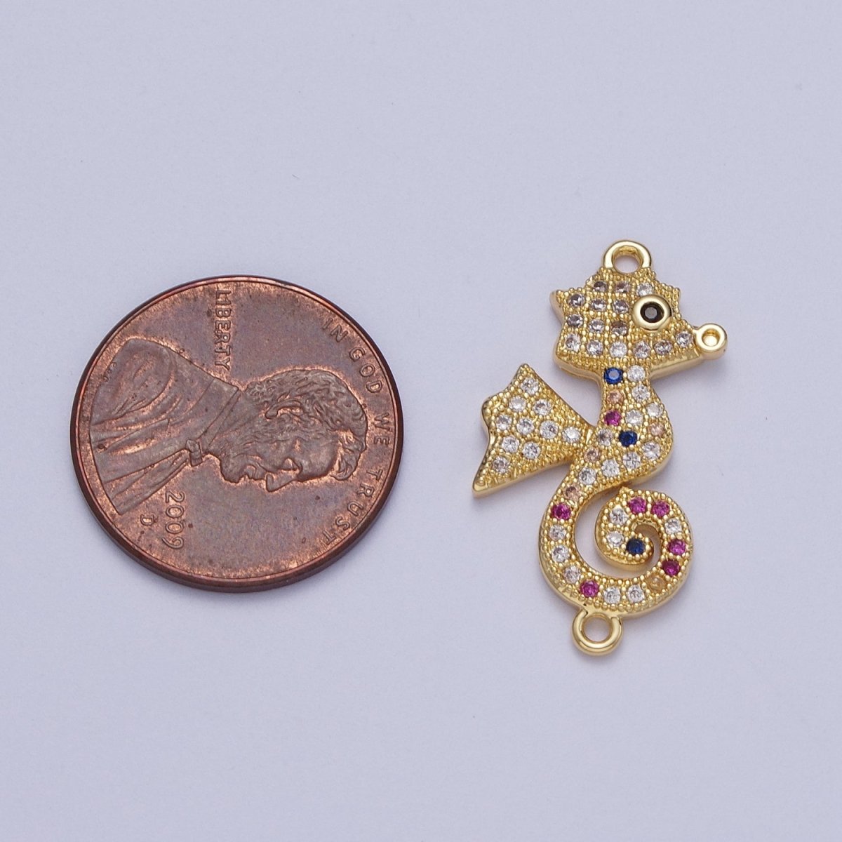 Gold Filled Multicolor Micro Paved CZ Seahorse Ocean Animal Connector For Jewelry Making G-567