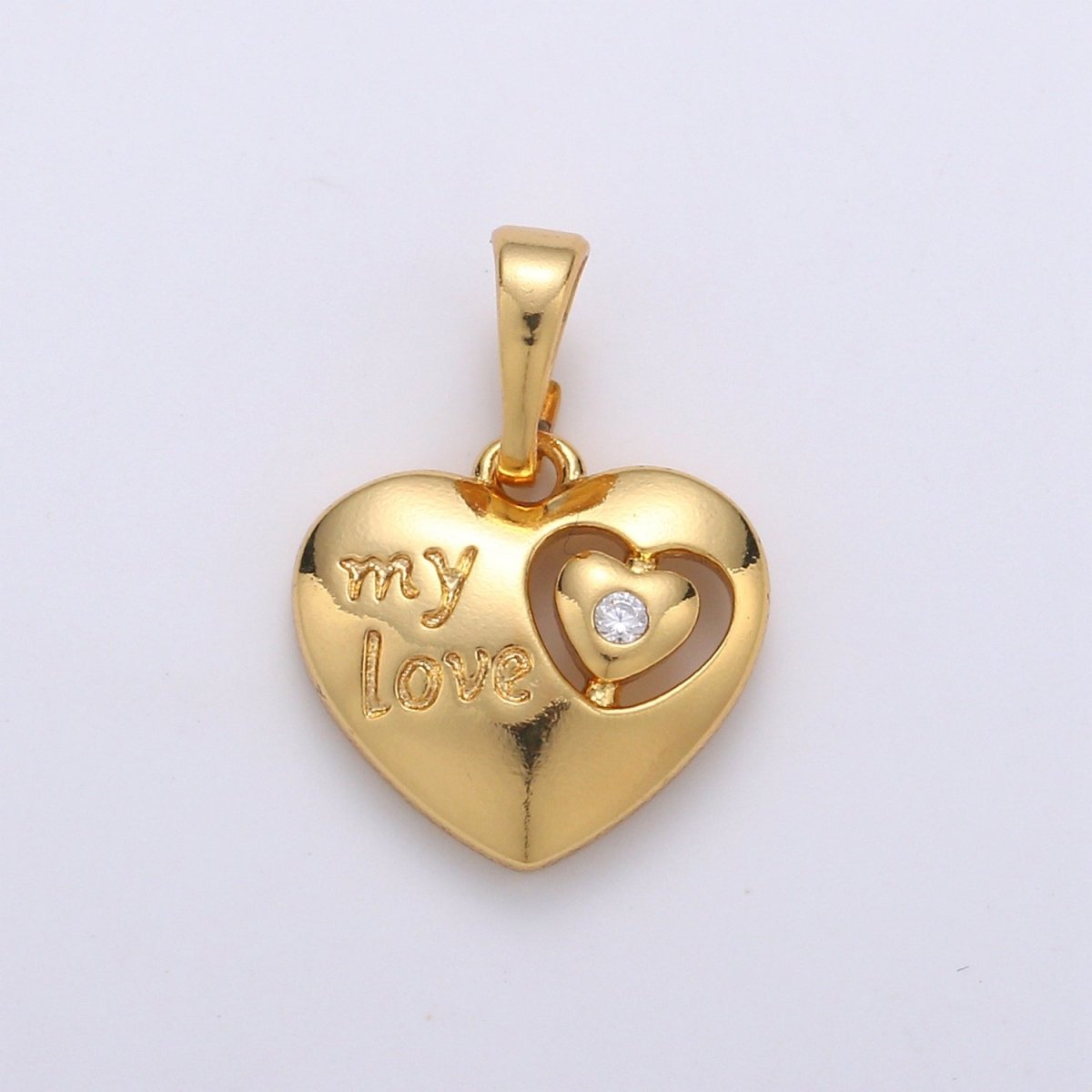 Gold Filled My Love Heart Pendants  J-082