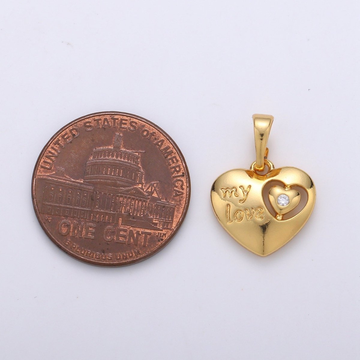 Gold Filled My Love Heart Pendants  J-082