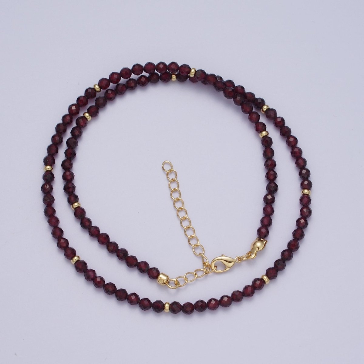 Gold Filled Natural 3.5mm Red Garnett, Blue Lapiz Beaded 16 Inch Choker Necklace | WA-1282 Clearance Pricing